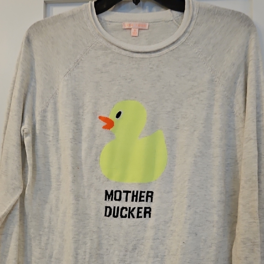 Lisa Todd Cream Sweater with Duck Graphic